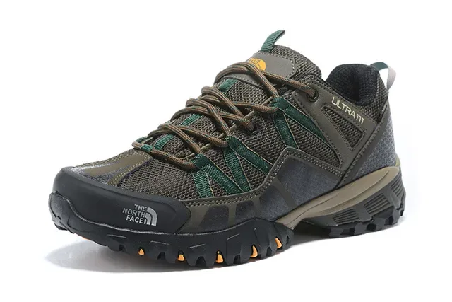 The North Face Ultra III أسود رمادي منخفض القطع حذاء المشي لمسافات طويلة شبكي-صناعي هجين أعلى سنيكرز 8