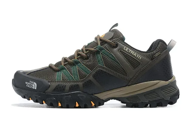 The North Face Ultra III أسود رمادي منخفض القطع حذاء المشي لمسافات طويلة شبكي-صناعي هجين أعلى سنيكرز 9