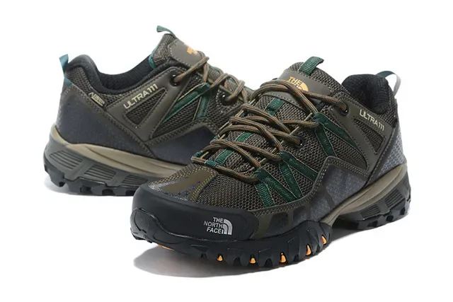 The North Face Ultra III أسود رمادي منخفض القطع حذاء المشي لمسافات طويلة شبكي-صناعي هجين أعلى سنيكرز 10