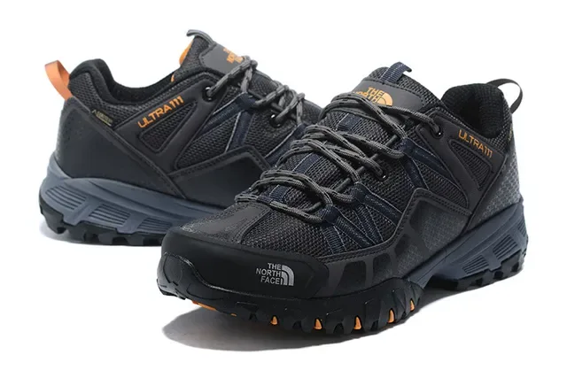 The North Face Ultra III أسود رمادي منخفض القطع حذاء المشي لمسافات طويلة شبكي-صناعي هجين أعلى سنيكرز 15