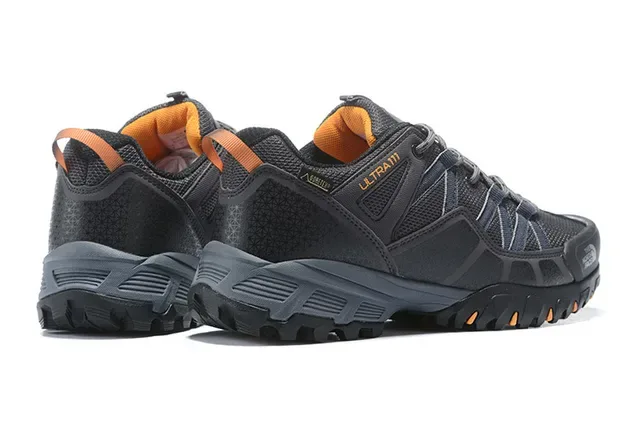 The North Face Ultra III أسود رمادي منخفض القطع حذاء المشي لمسافات طويلة شبكي-صناعي هجين أعلى سنيكرز 16