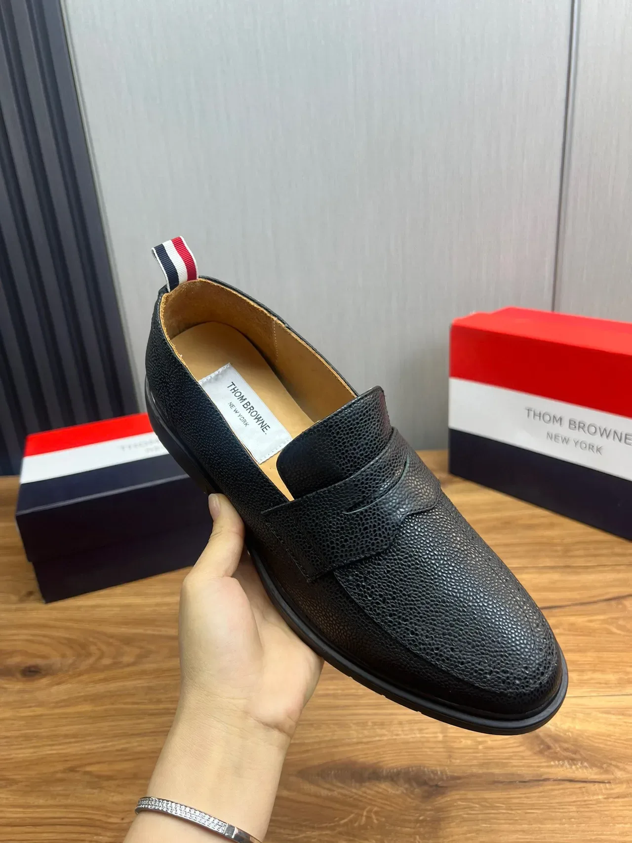 Thom Browne Penny Loafer কালো দানেদার চামড়া লোফার 6