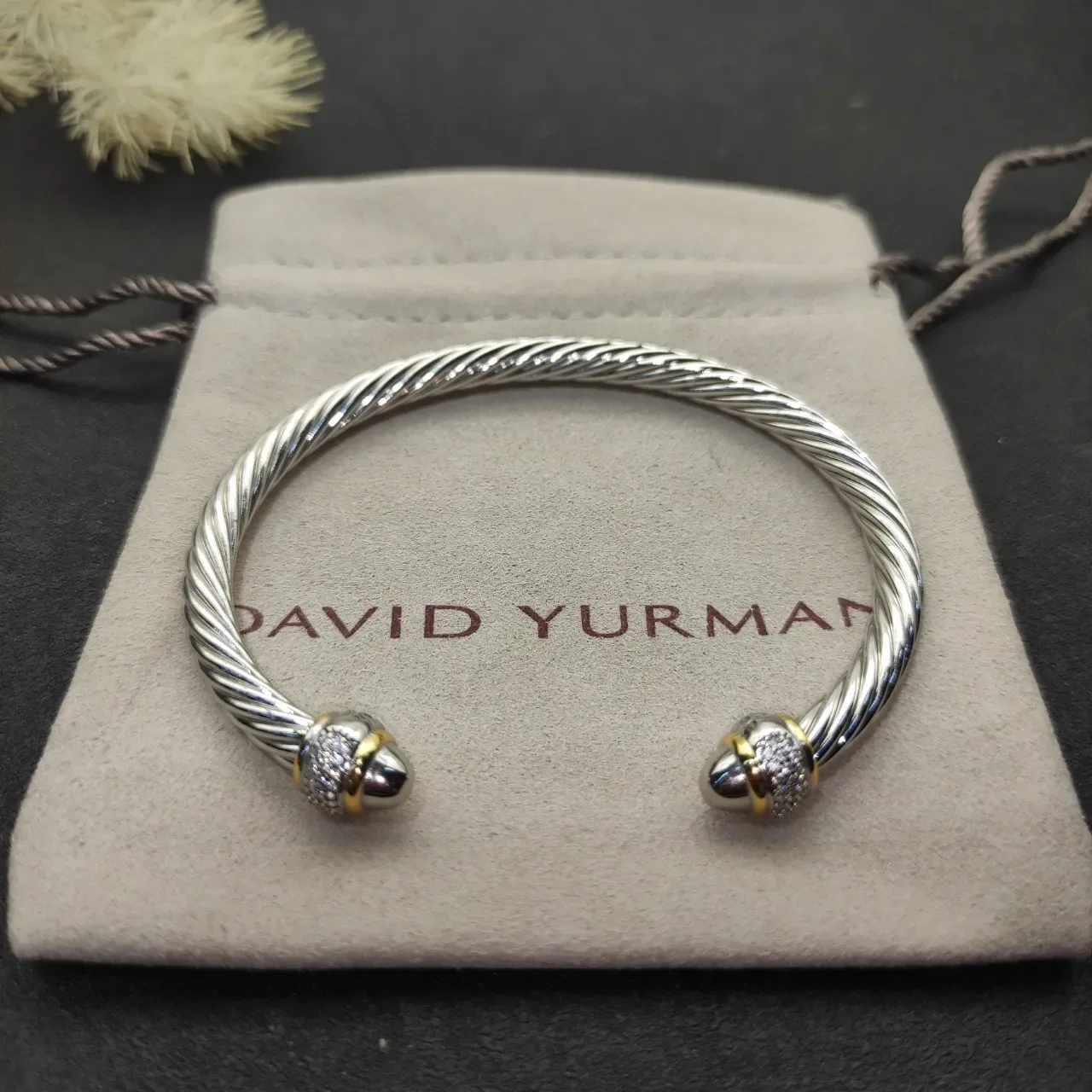 Tiffany & Co. HardWear Twisted Rope Pavé End Cap Bracelet 7
