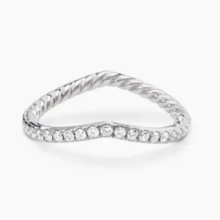 Tiffany & Co. चाँदी पारदर्शी Twisted Rope Band Pavé-Set Round Diamonds अंगूठी