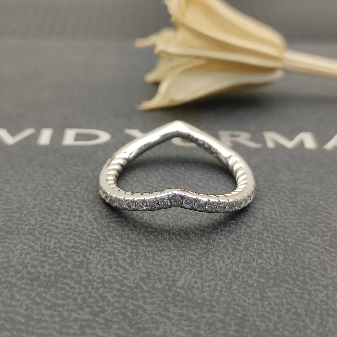 Tiffany & Co. فضة شفاف Twisted Rope Band Pavé-Set Round Diamonds خاتم 4