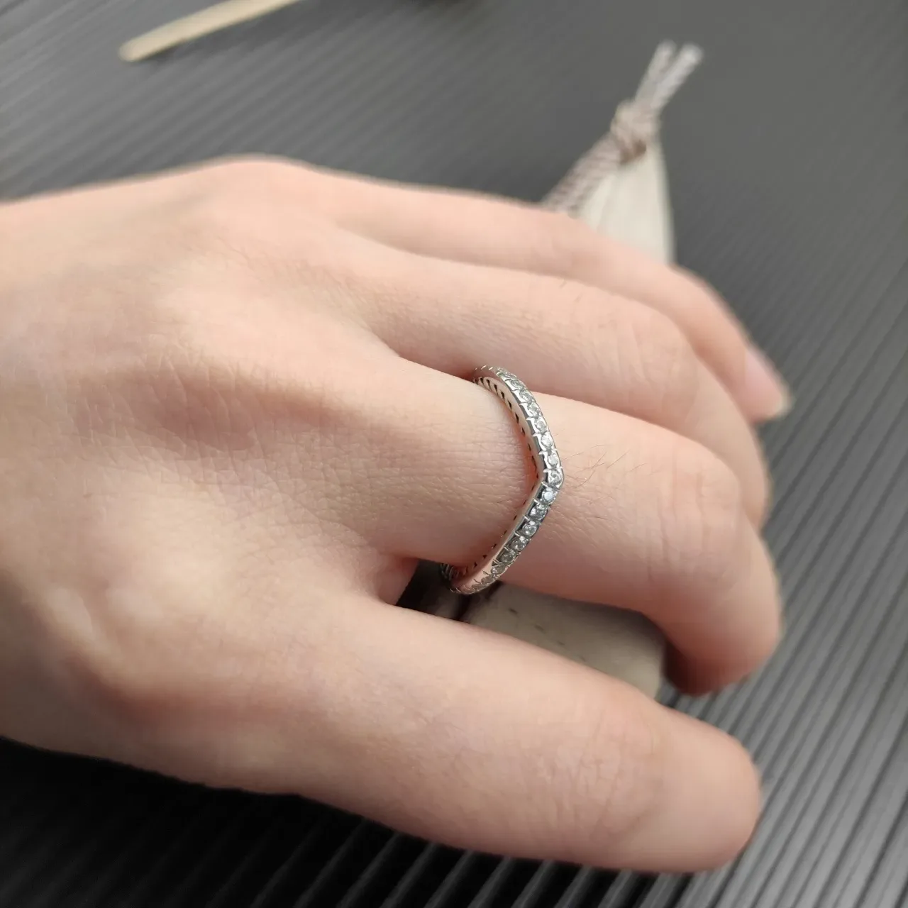 Tiffany & Co. فضة شفاف Twisted Rope Band Pavé-Set Round Diamonds خاتم 6