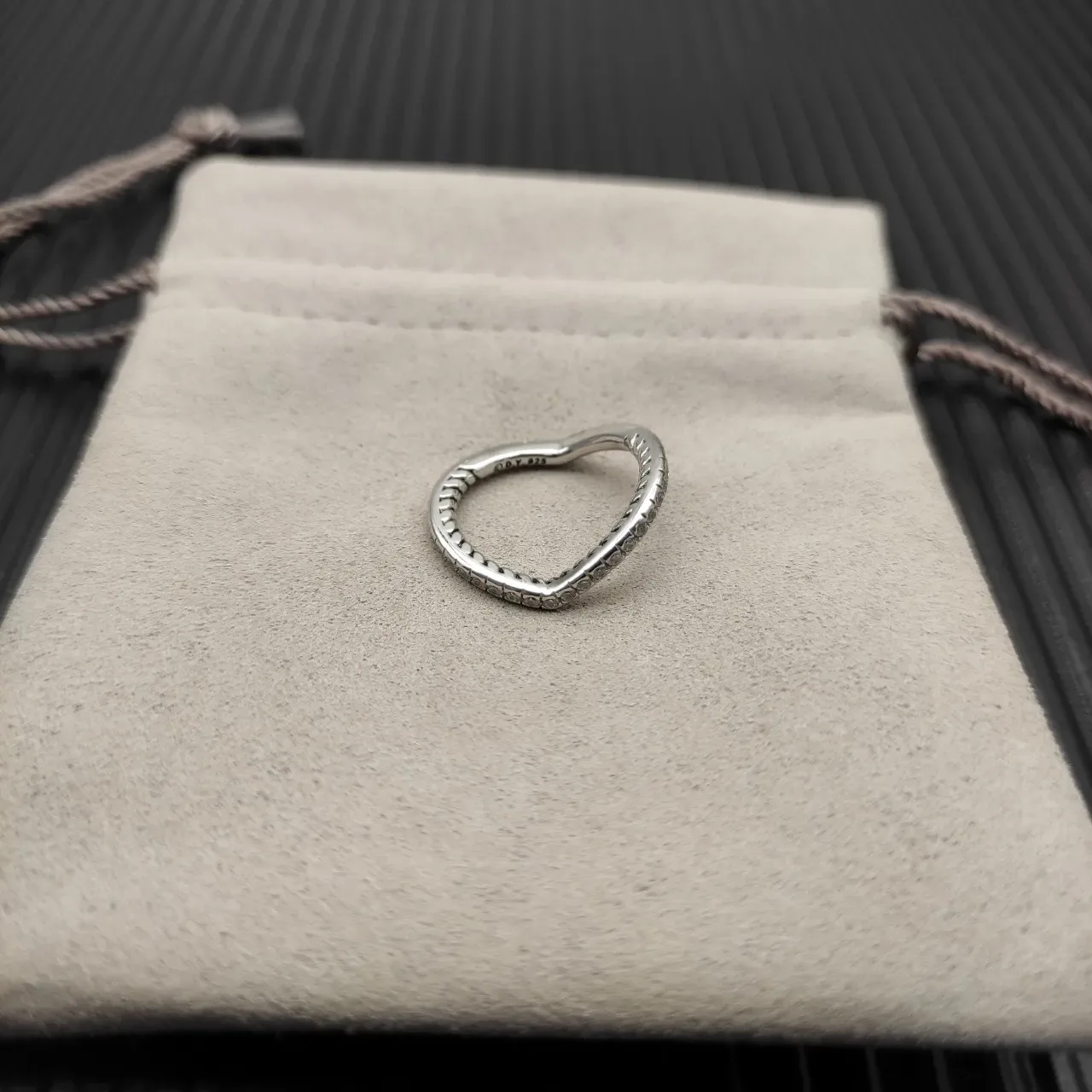 Tiffany & Co. فضة شفاف Twisted Rope Band Pavé-Set Round Diamonds خاتم 8