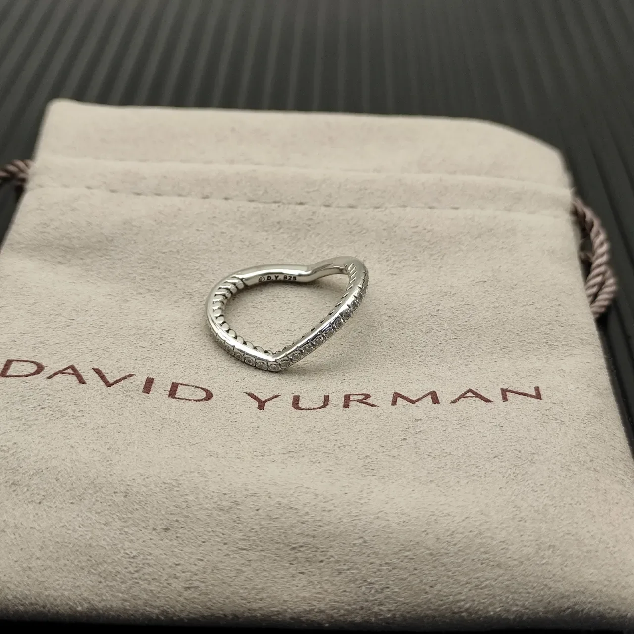 Tiffany & Co. فضة شفاف Twisted Rope Band Pavé-Set Round Diamonds خاتم 9