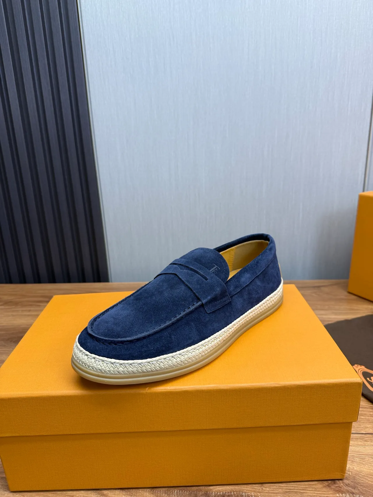 Tod's Penny Loafer Navy Beige Suede Upper Strap Loafer 2