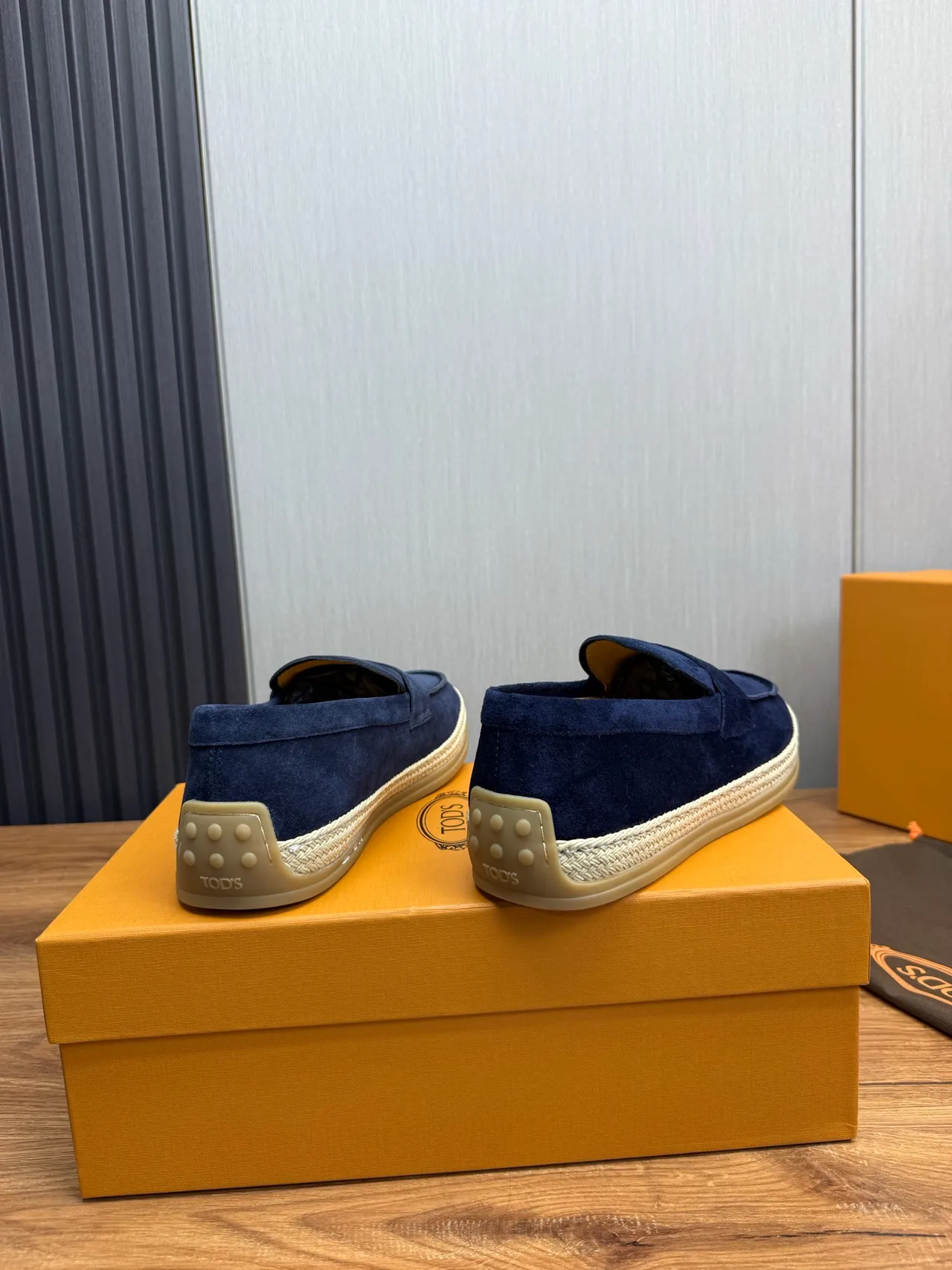 Tod's Penny Loafer Navy Beige Suede Upper Strap Loafer 5