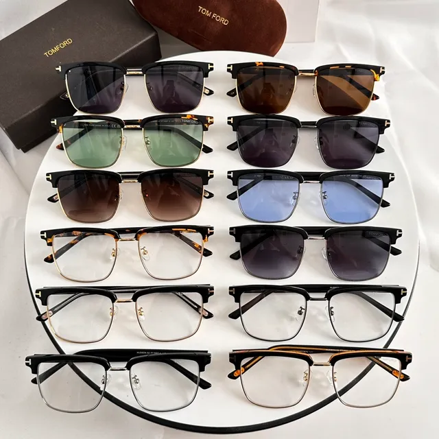 Tom Ford Rectangular Half-Rim Black and Gold Optical Glasses 4