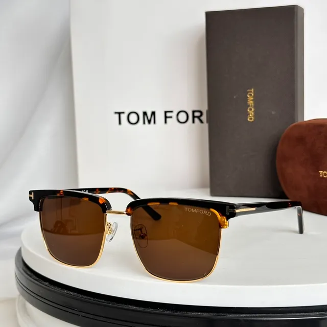 Tom Ford Rectangular Half-Rim Black and Gold Optical Glasses 5