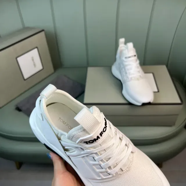 Tom Ford Sneaker Lifestyle Blanc en Maille et Synthétique 3