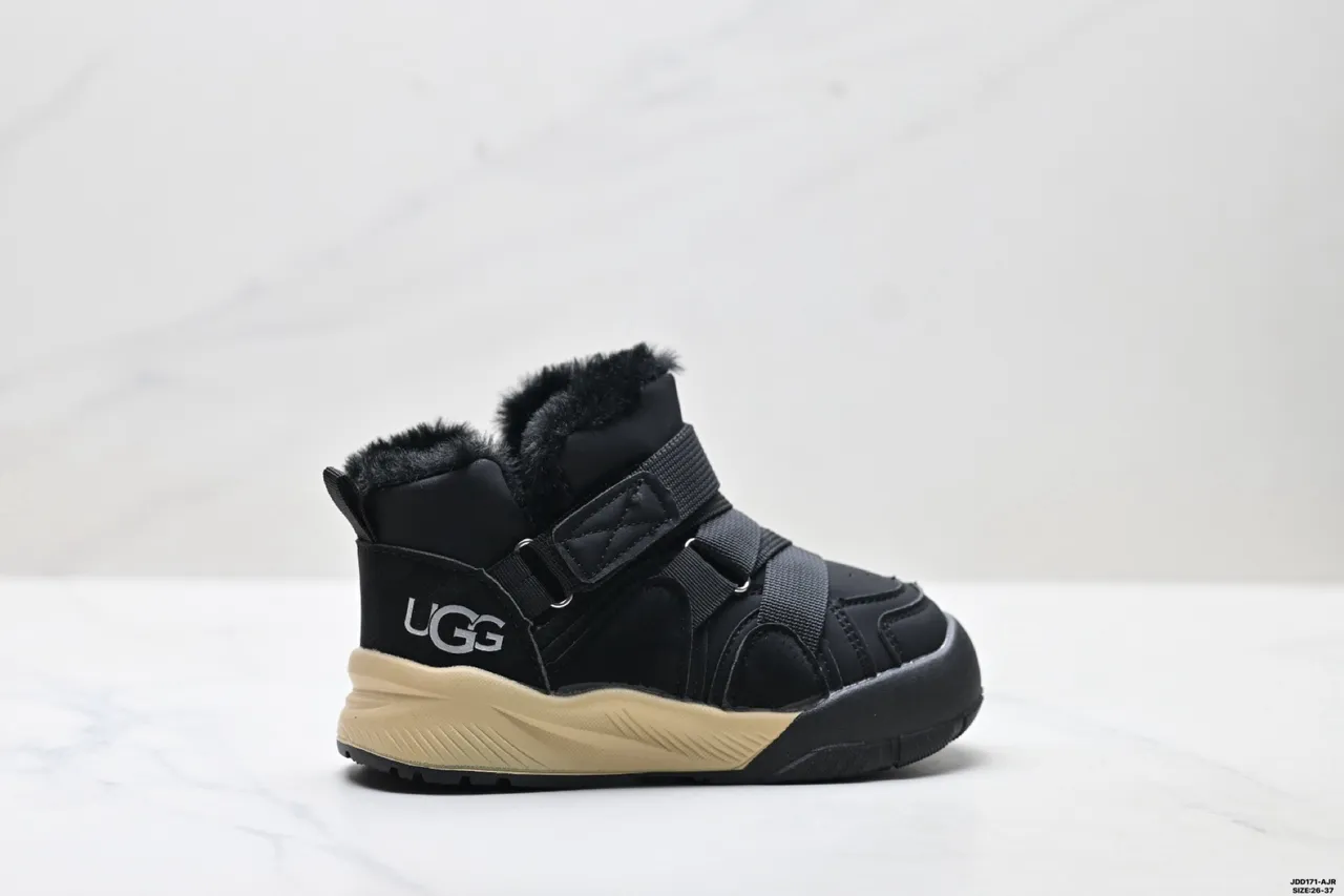 UGG Beige Brown Ankle-High Faux-Fur-Lined Snow Boots 6
