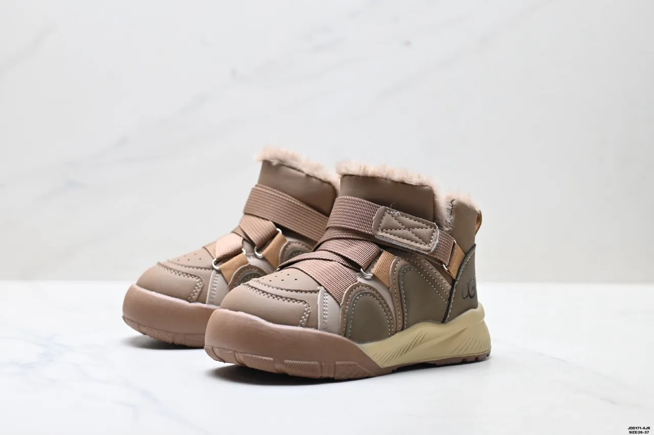 UGG Beige Brown Ankle-High Faux-Fur-Lined Snow Boots 12