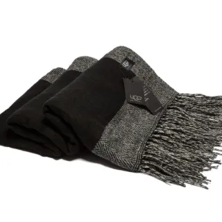 UGG Black Gray Color-Blocked Herringbone Weave Scarve
