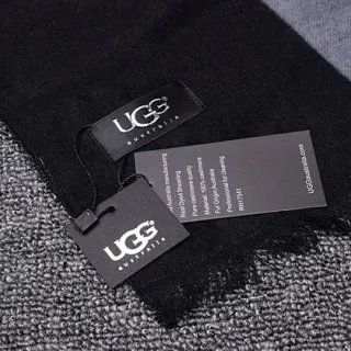 UGG কালো ধূসর রিবড নিট ফ্রিঞ্জ এজ ক্যাশমির স্কার্ফ
