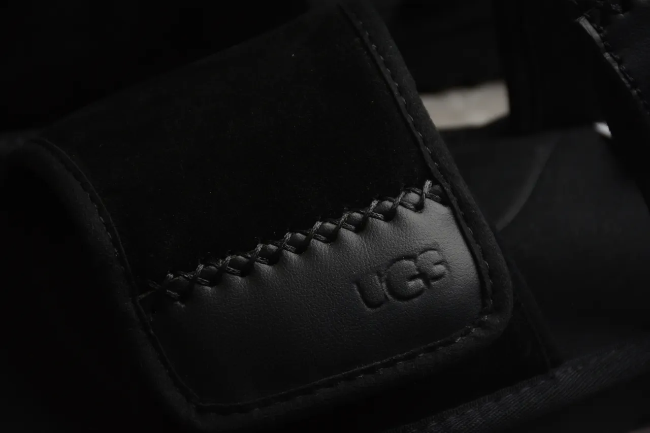UGG Black Two-Strap Velcro Platform Casual Sandals 6