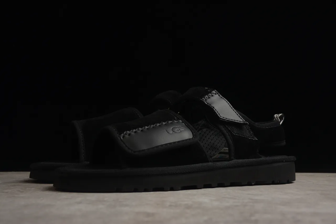 UGG Black Two-Strap Velcro Platform Casual Sandals 13