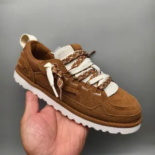 UGG Brown Beige Suede Upper Mixed Lacing System Lifestyle Sneakers