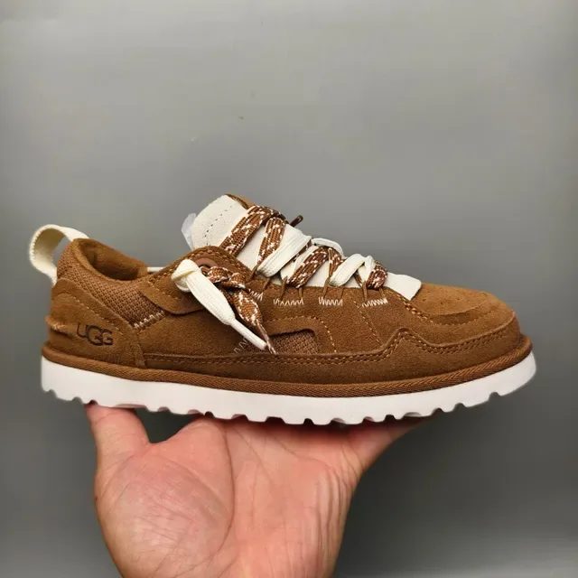 UGG Brown Beige Suede Upper Mixed Lacing System Lifestyle Sneakers 2