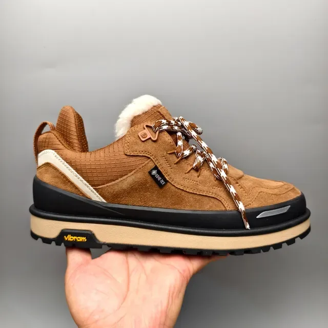 UGG Brown Beige Suede Upper Shearling-Lined Collar Lifestyle Sneakers 2