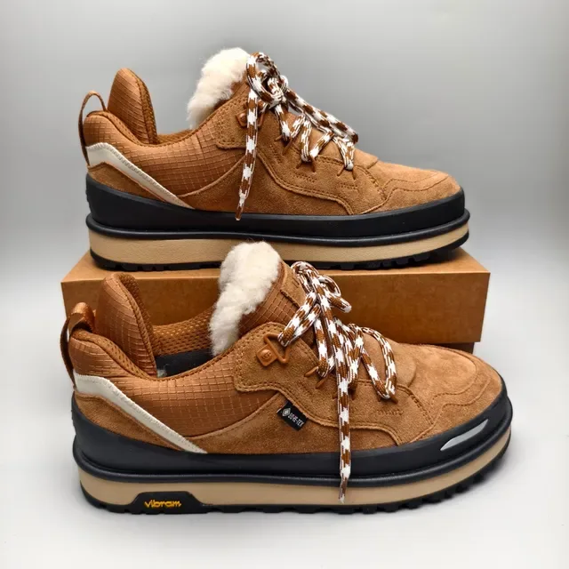 UGG Brown Beige Suede Upper Shearling-Lined Collar Lifestyle Sneakers 5