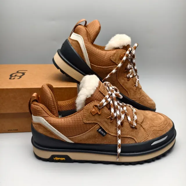 UGG Brown Beige Suede Upper Shearling-Lined Collar Lifestyle Sneakers 6