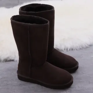 UGG Brown Black Suede Upper Shearling-Lined Knee Boots