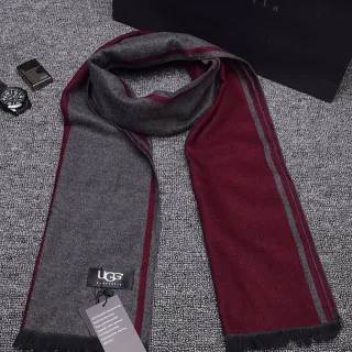 UGG Bordô Cinza Reversível Riscado Cashmere Cachecol