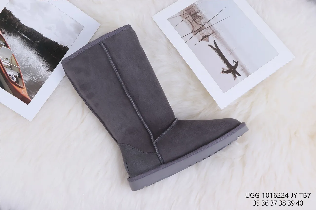 UGG Classic Tall Charcoal Gray Shearling-Lined Knee Boots 6