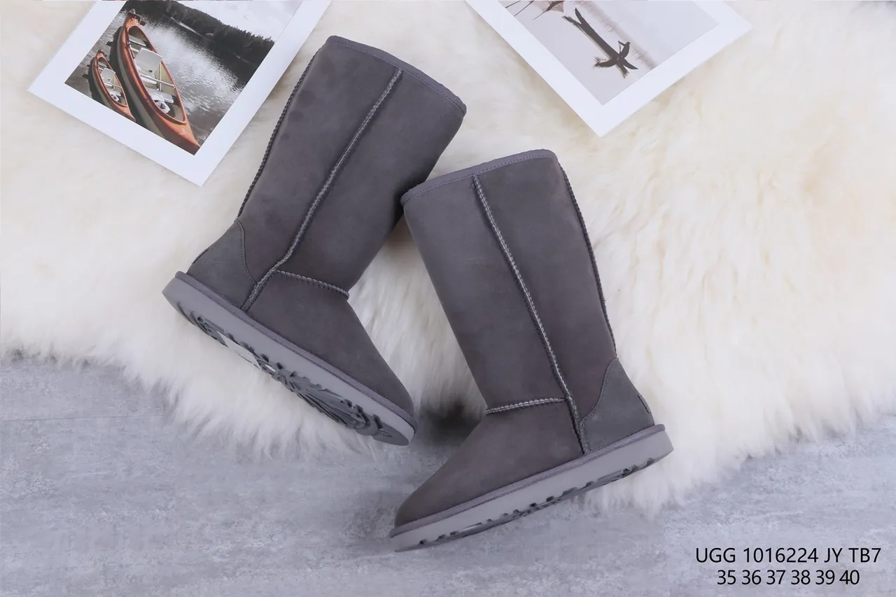 UGG Classic Tall Charcoal Gray Shearling-Lined Knee Boots 7