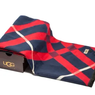 UGG Cachecol de Cashmere Tecido Listrado em Marinho e Vermelho