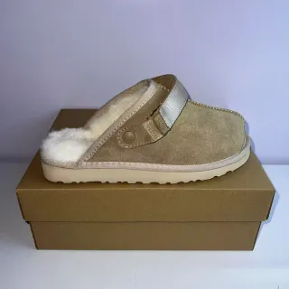 UGG Tasman Beige Silver Suede Upper Shearling-Lined Interior Slippers