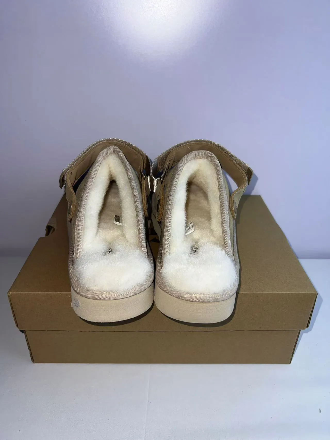 UGG Tasman Beige Silver Suede Upper Shearling-Lined Interior Slippers 5