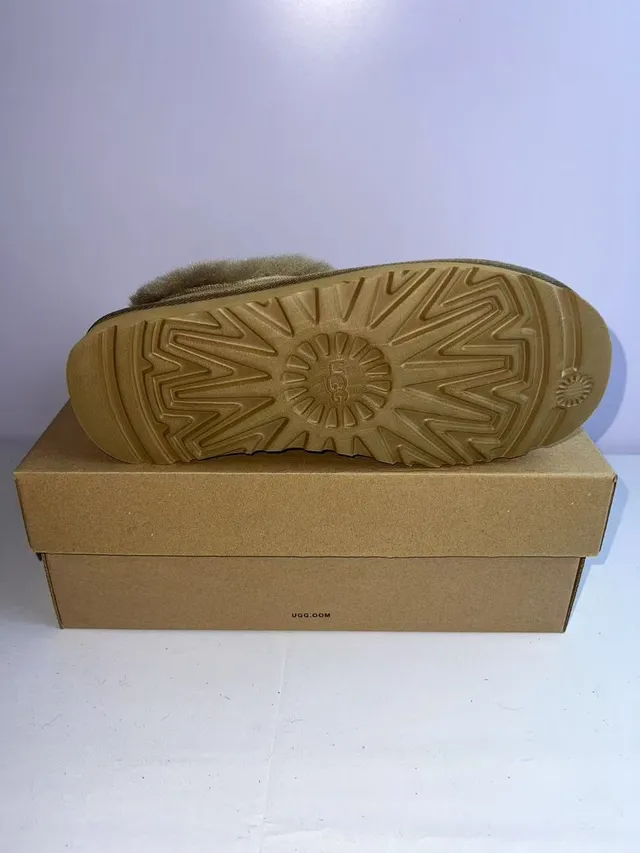 UGG Tasman Beige Suède Supérieur Col Fourrure Chaussures Casual 2