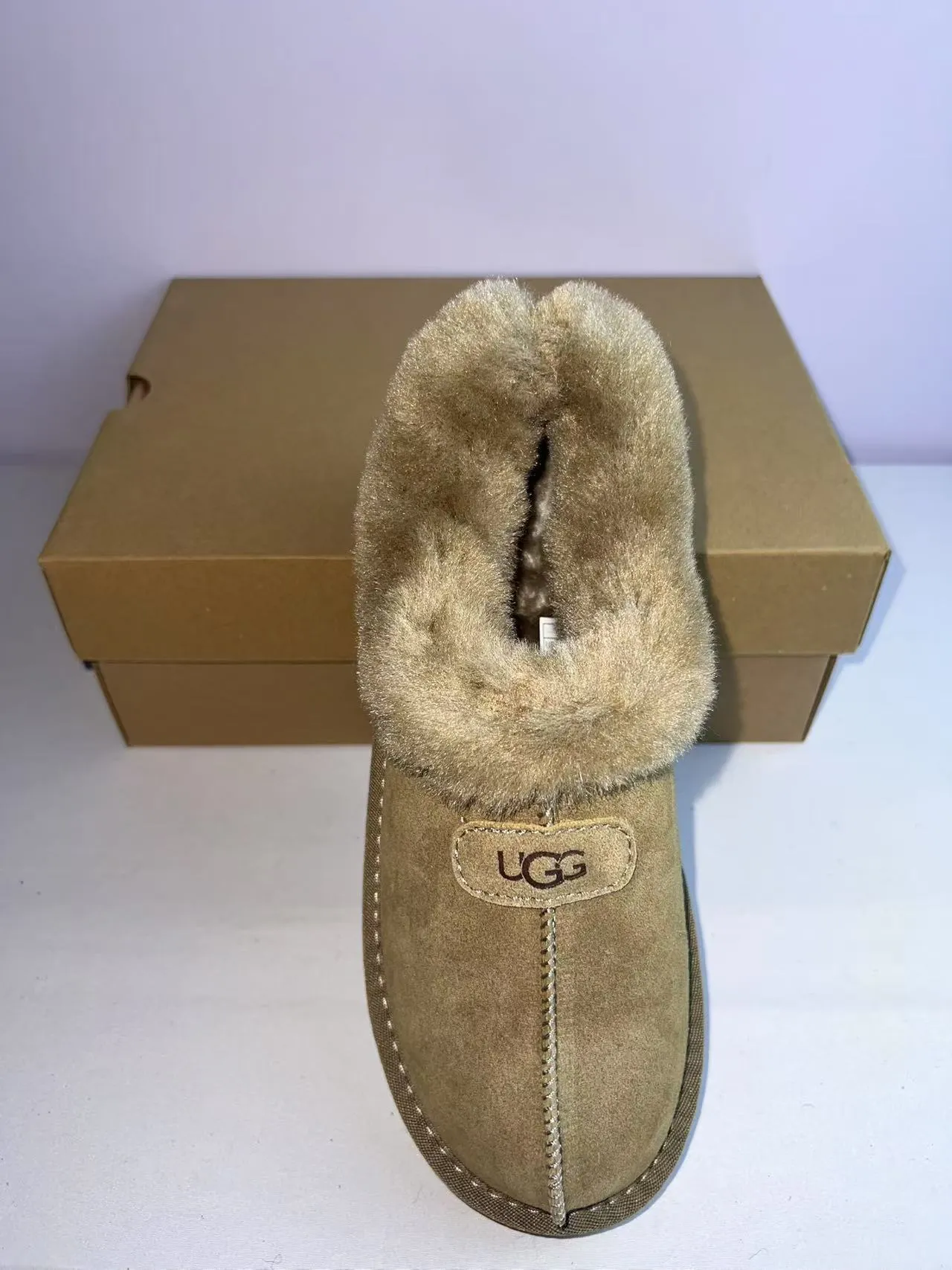UGG Tasman Beige Suède Supérieur Col Fourrure Chaussures Casual 3