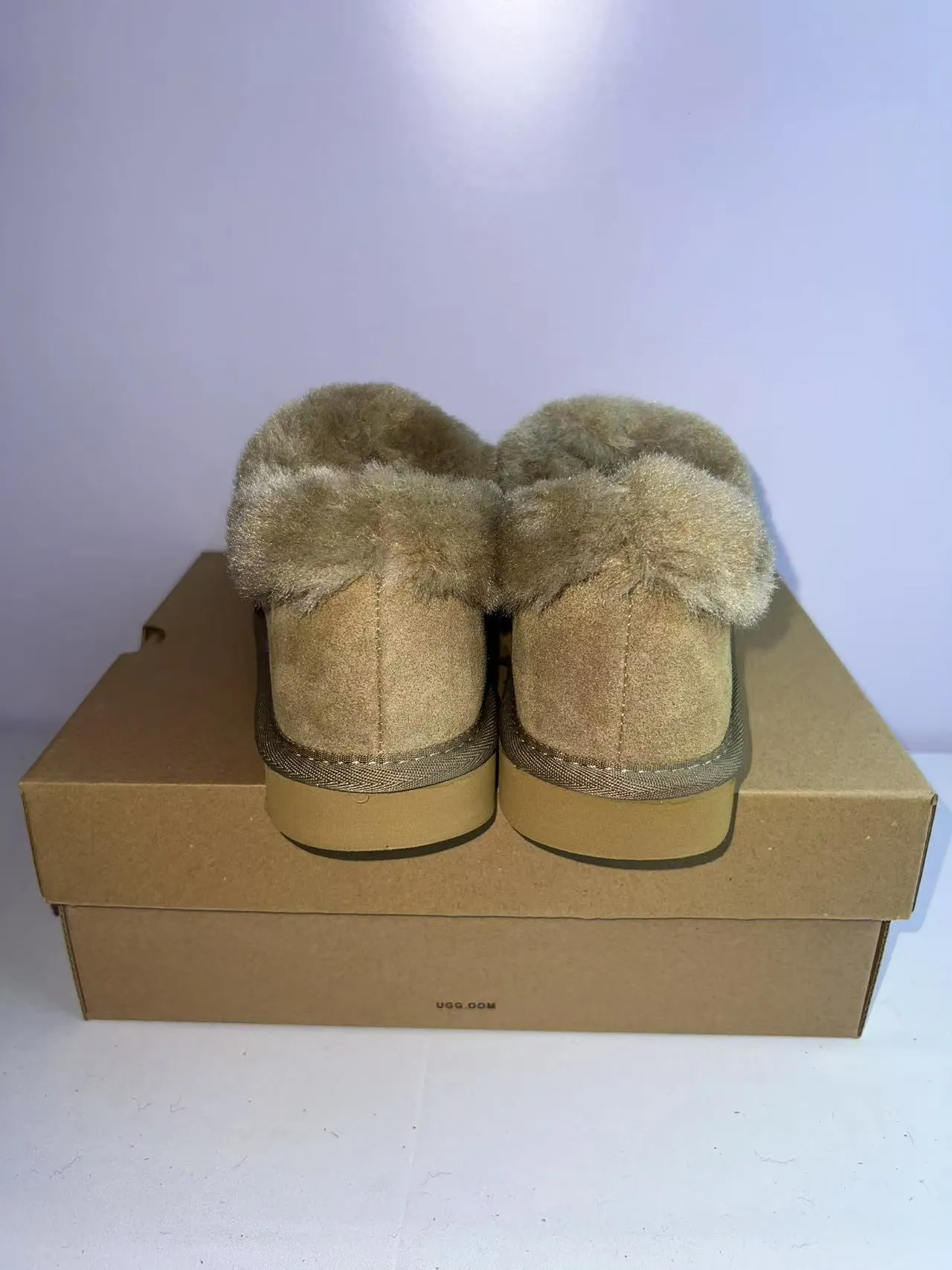 UGG Tasman Beige Suède Supérieur Col Fourrure Chaussures Casual 5