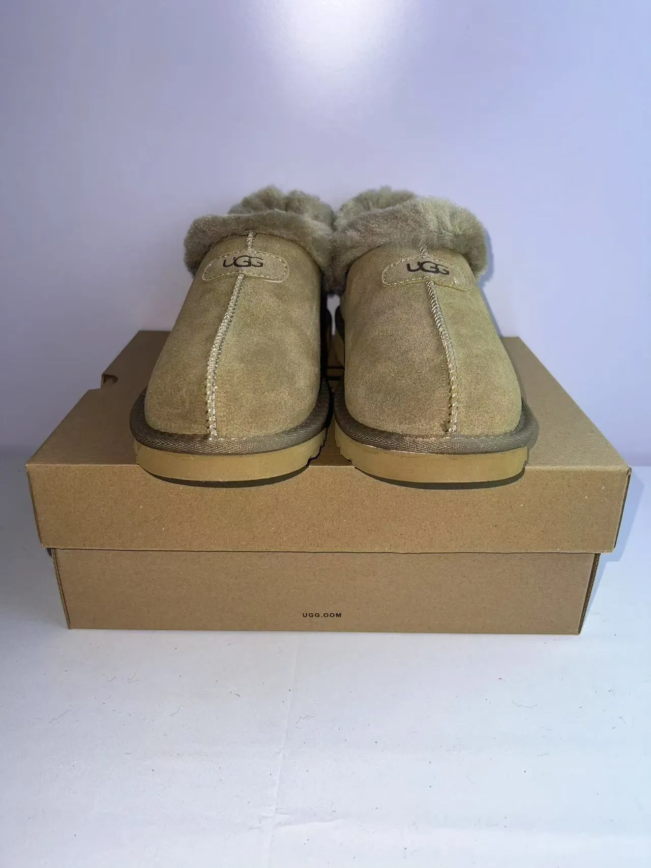 UGG Tasman Beige Suède Supérieur Col Fourrure Chaussures Casual 6
