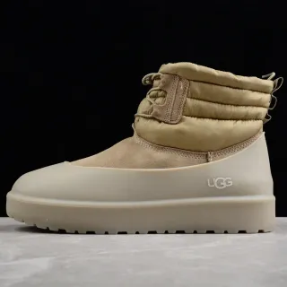 UGG Tasman Beige 白色绗缝羽绒袖口麂皮面料雪靴