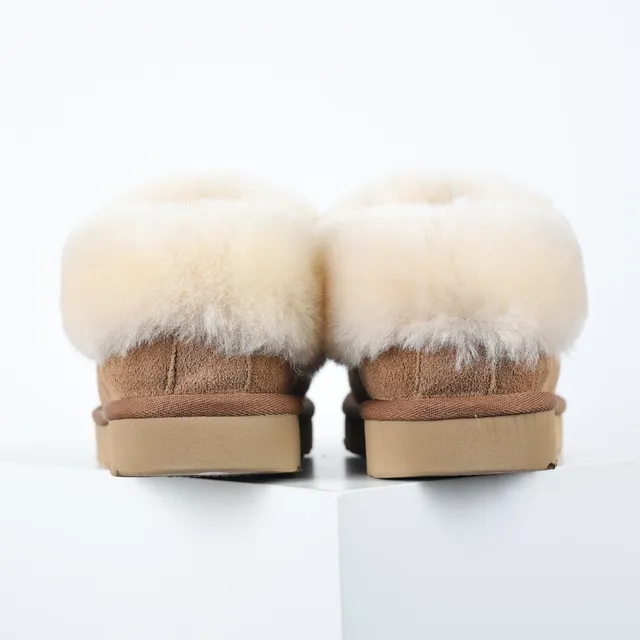 UGG Tasman Brown Beige Suede Upper Shearling-Lined Cuff Casual Shoes 8