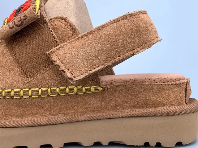 UGG Tasman Marrón Rojo Suela de Plataforma Correa Dual de Velcro Sandalias Casual 7