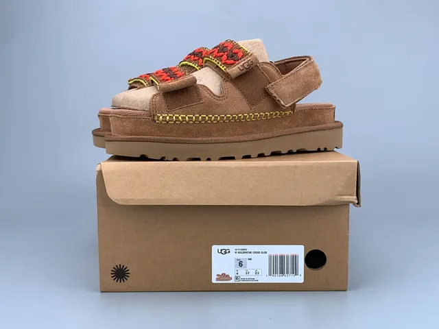 UGG Tasman Marrón Rojo Suela de Plataforma Correa Dual de Velcro Sandalias Casual 10
