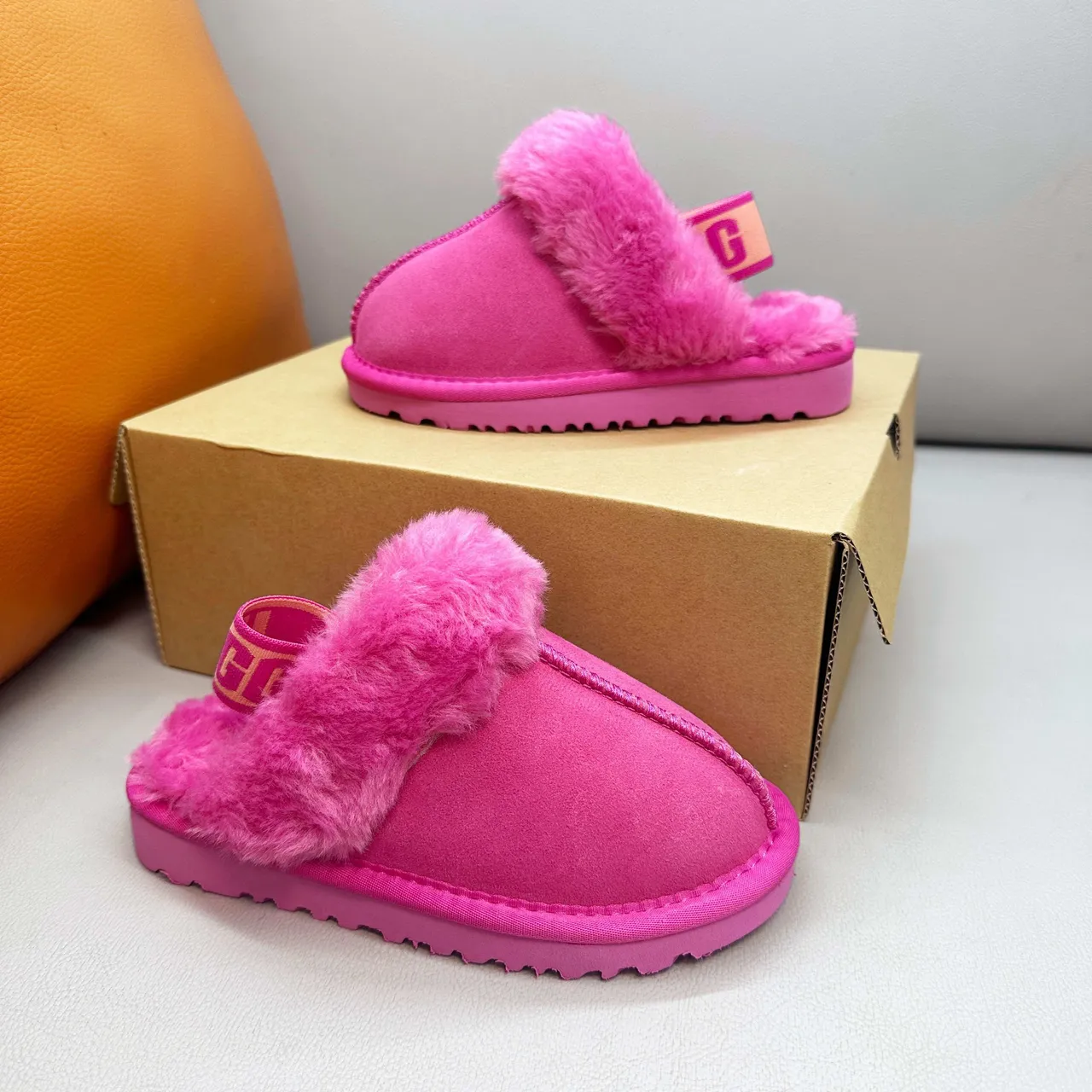 UGG Tasman Pink White Open-Back Shearling-Cuffed Slippers 15