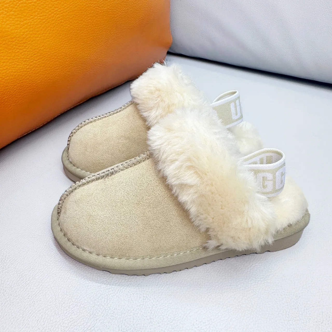 UGG Tasman Pink White Open-Back Shearling-Cuffed Slippers 17