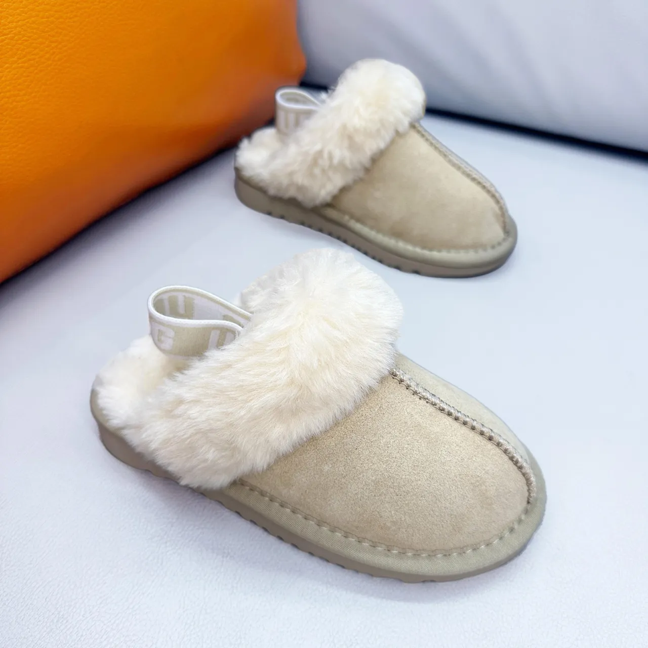UGG Tasman Pink White Open-Back Shearling-Cuffed Slippers 18