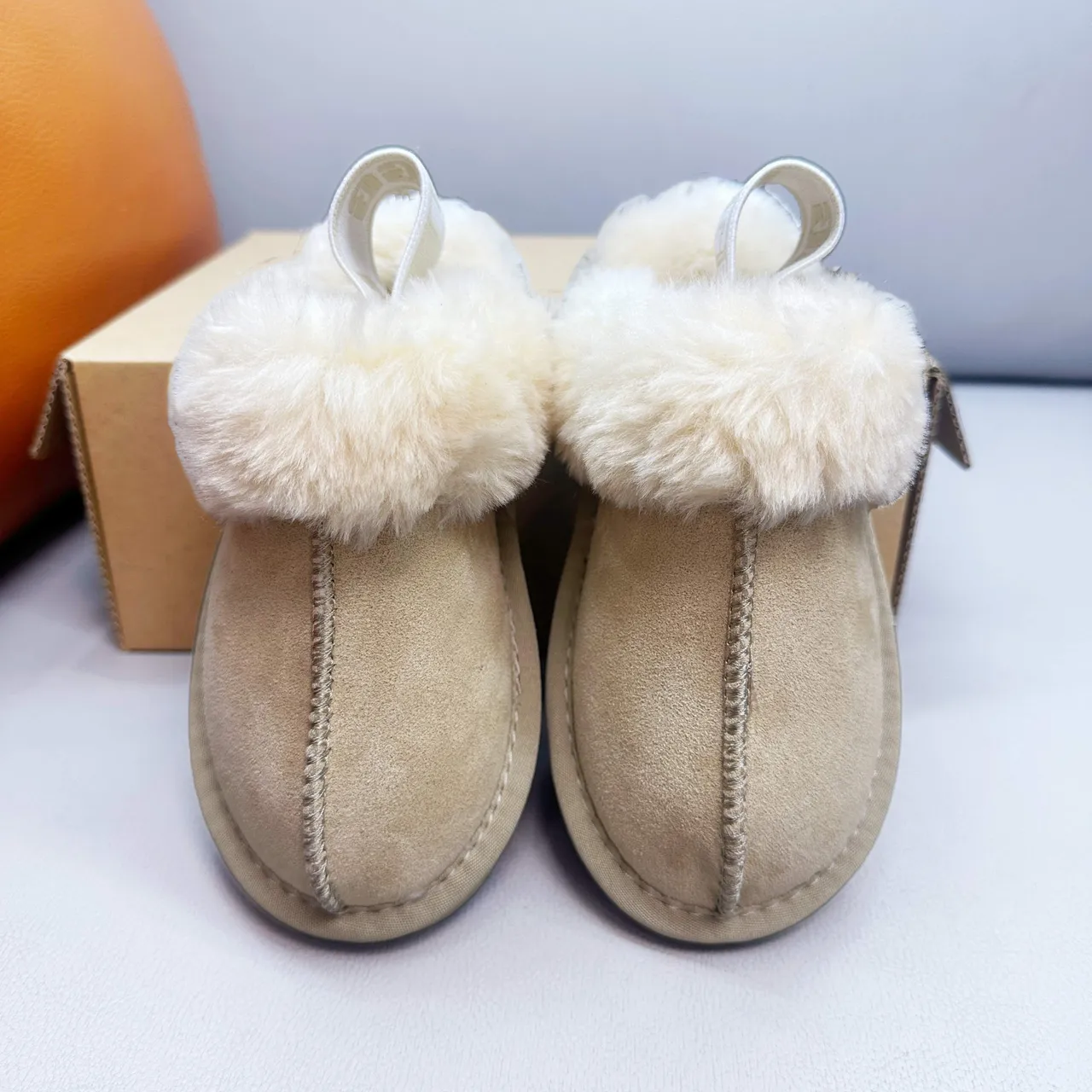 UGG Tasman Pink White Open-Back Shearling-Cuffed Slippers 23