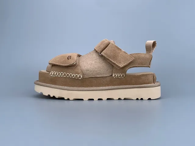 Sandales casuales à plateforme style Tasman en beige à double bride 2