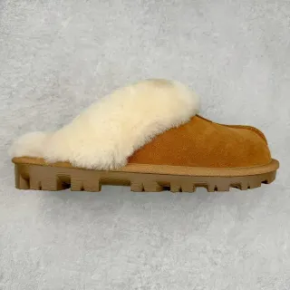 UGG Tasman Tan 麂皮羊毛里凸纹底拖鞋