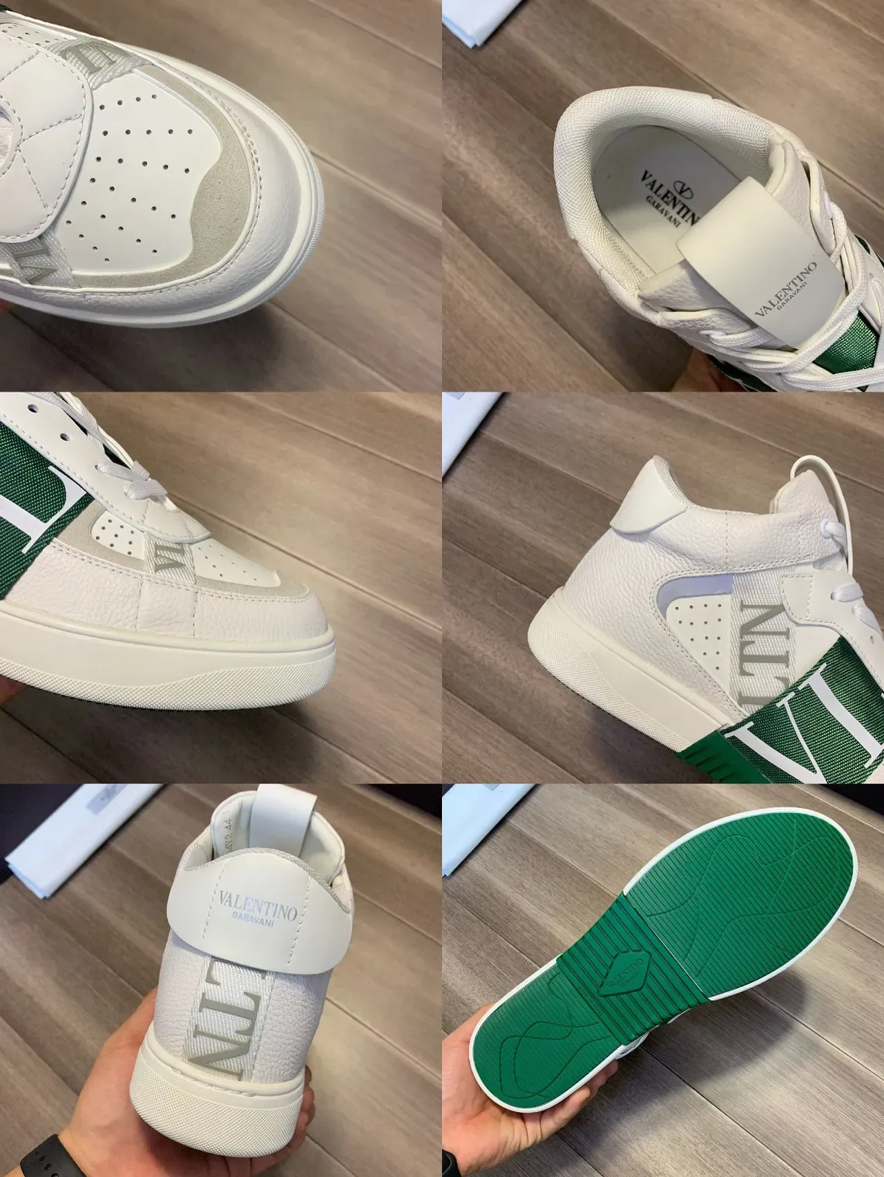 Valentino Garavani VLTN Zapatillas Lifestyle Blancas y Verdes de Tiro Alto 2